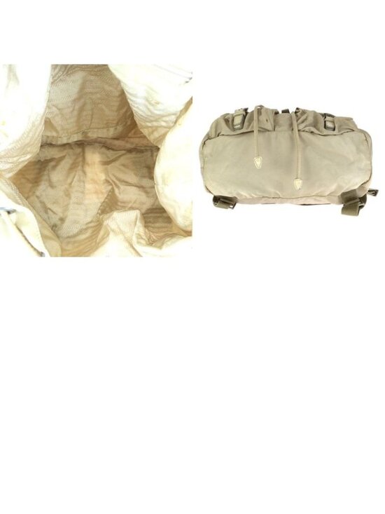 Prada Tessuto Beige Ivory Silver Nylon Leather Backpack main image 5